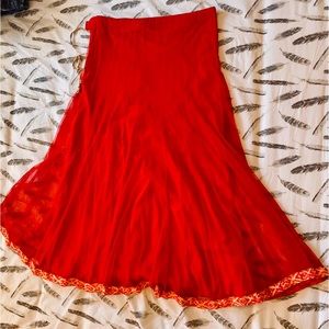 Mesh Maxi Skirt, Size M, Red